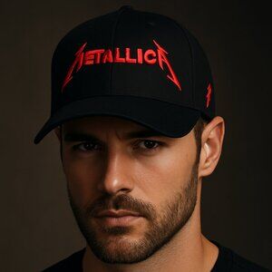 Metallica Black & Red Embroidered Hat – Size XL